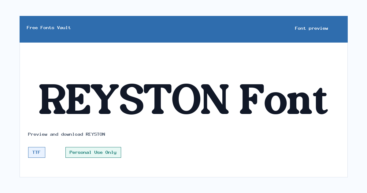REYSTON font preview showing the family name