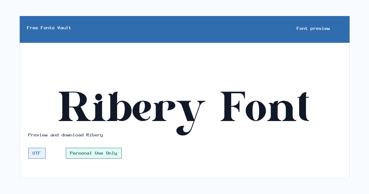 Ribery font preview showing the family name
