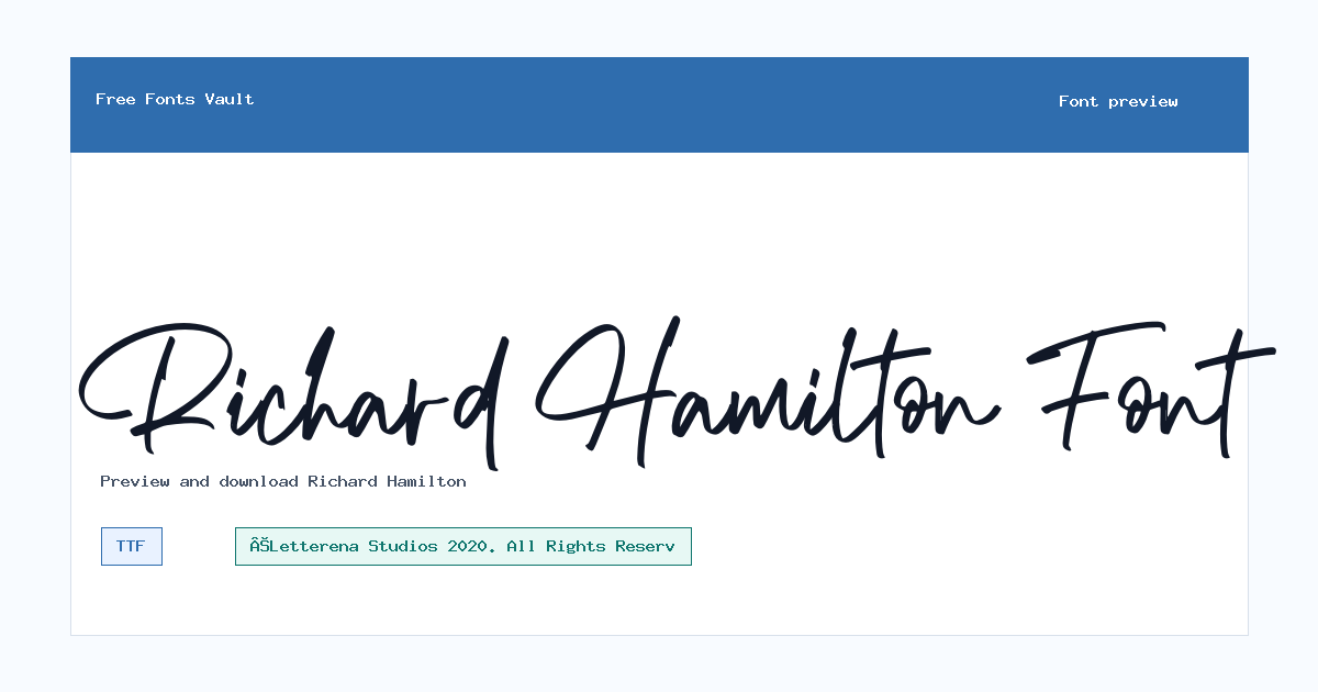 Richard Hamilton font preview showing the family name
