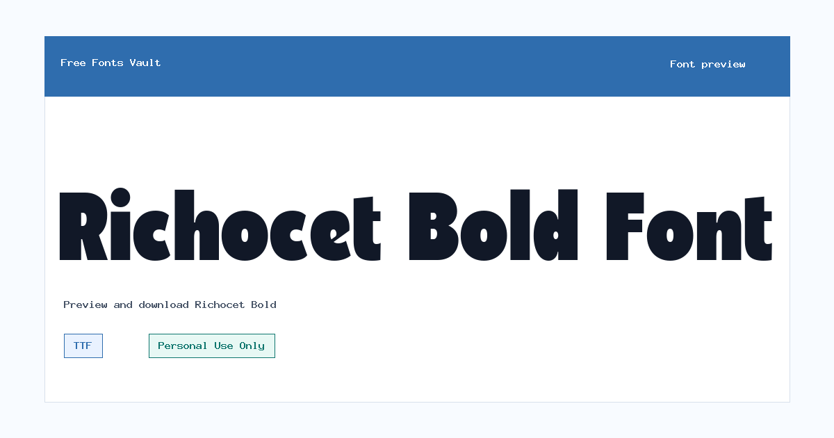 Richocet Bold font preview showing the family name