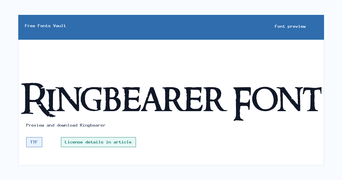 Ringbearer font preview showing the family name