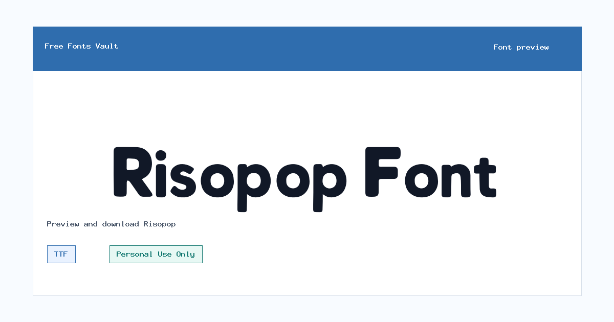 Risopop font preview showing the family name
