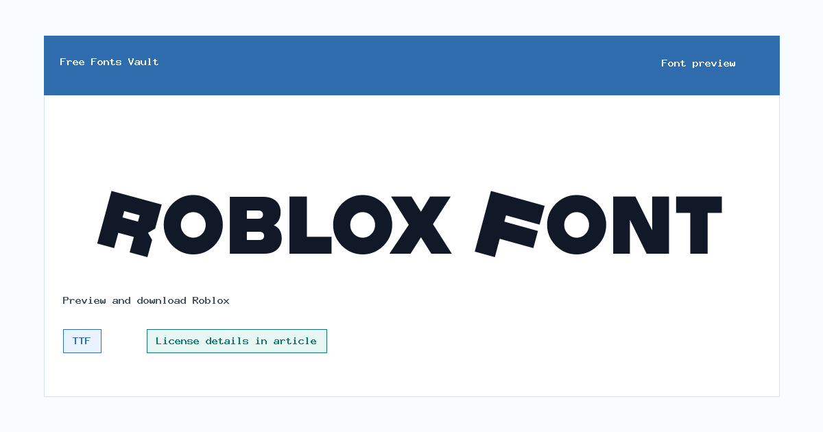 Roblox font preview showing the family name