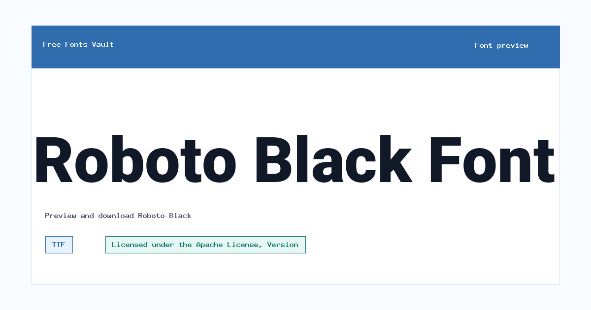 Roboto Black font preview showing the family name