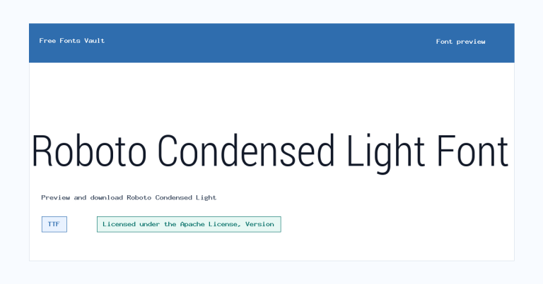 Roboto Condensed Light font preview