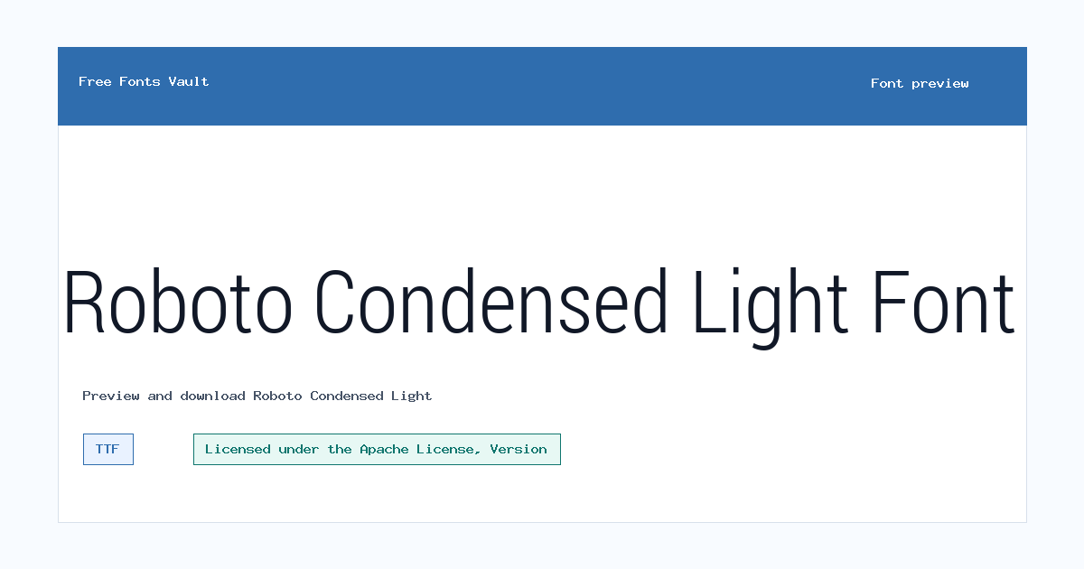 Roboto Condensed Light font preview showing the family name