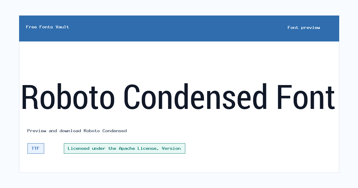Roboto Condensed font preview showing the family name