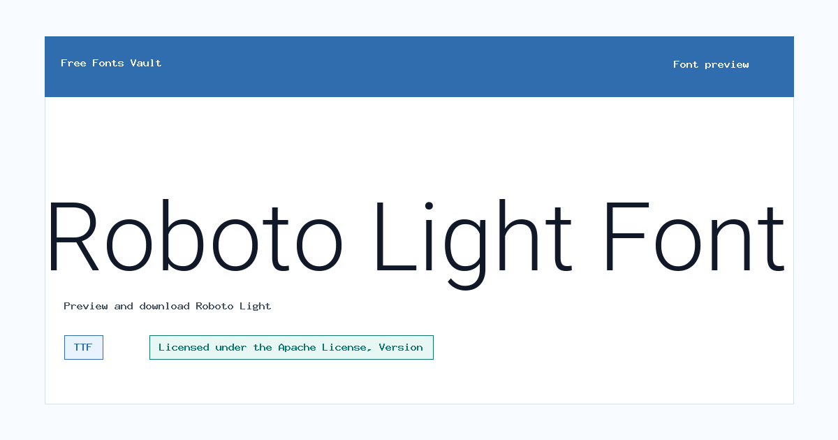 Roboto Light font preview showing the family name