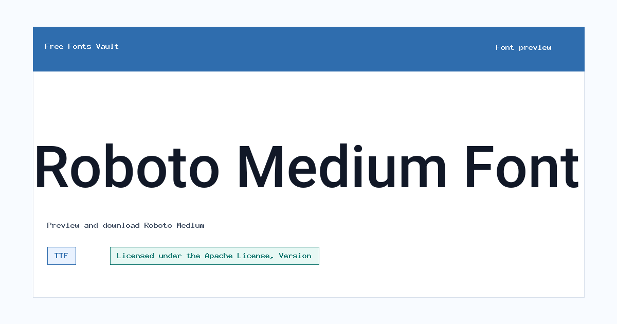 Roboto Medium font preview showing the family name