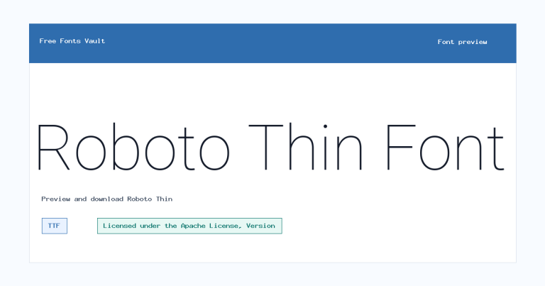 Roboto Thin font preview