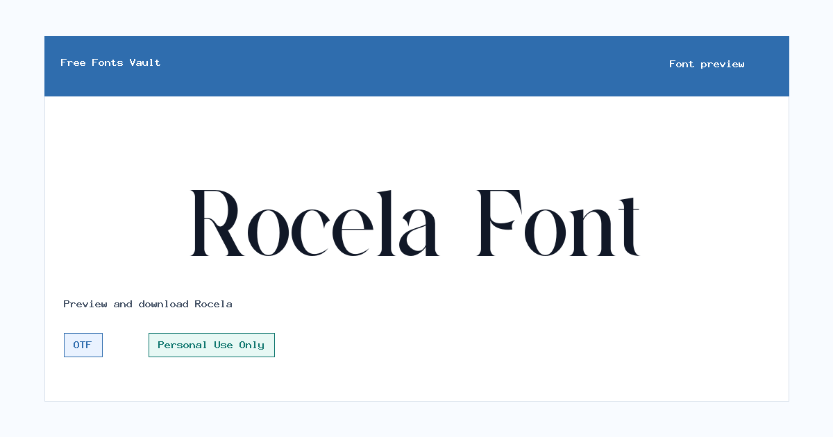 Rocela font preview showing the family name