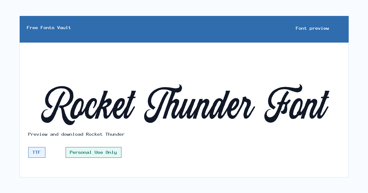 Rocket Thunder font preview showing the family name