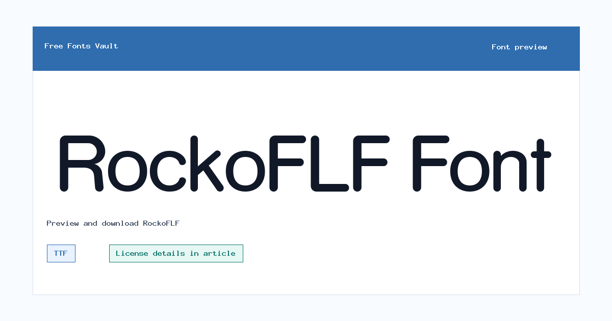 RockoFLF font preview showing the family name