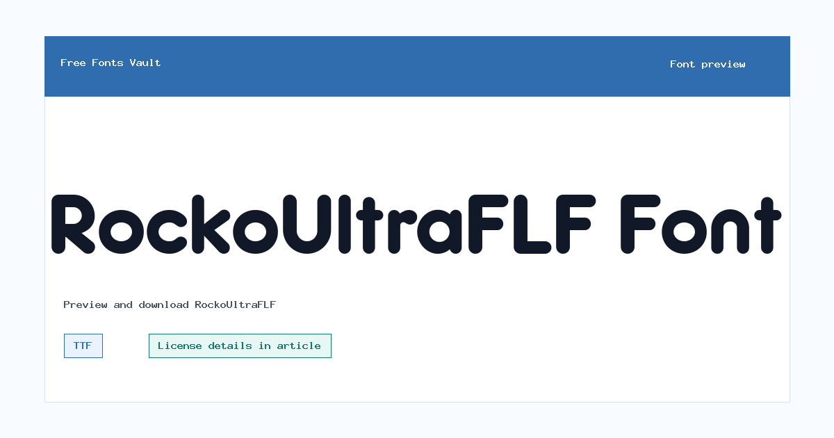 RockoUltraFLF font preview showing the family name