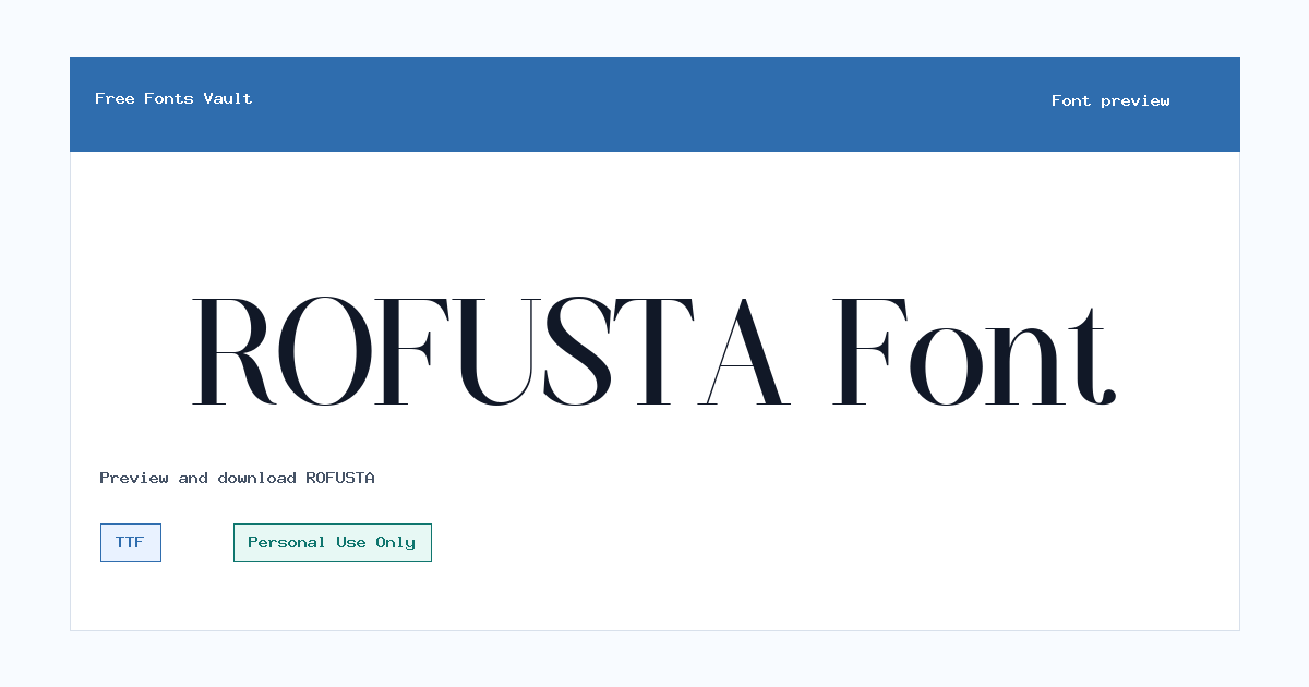 ROFUSTA font preview showing the family name