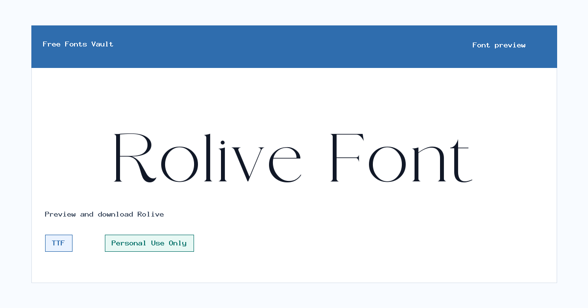 Rolive font preview showing the family name