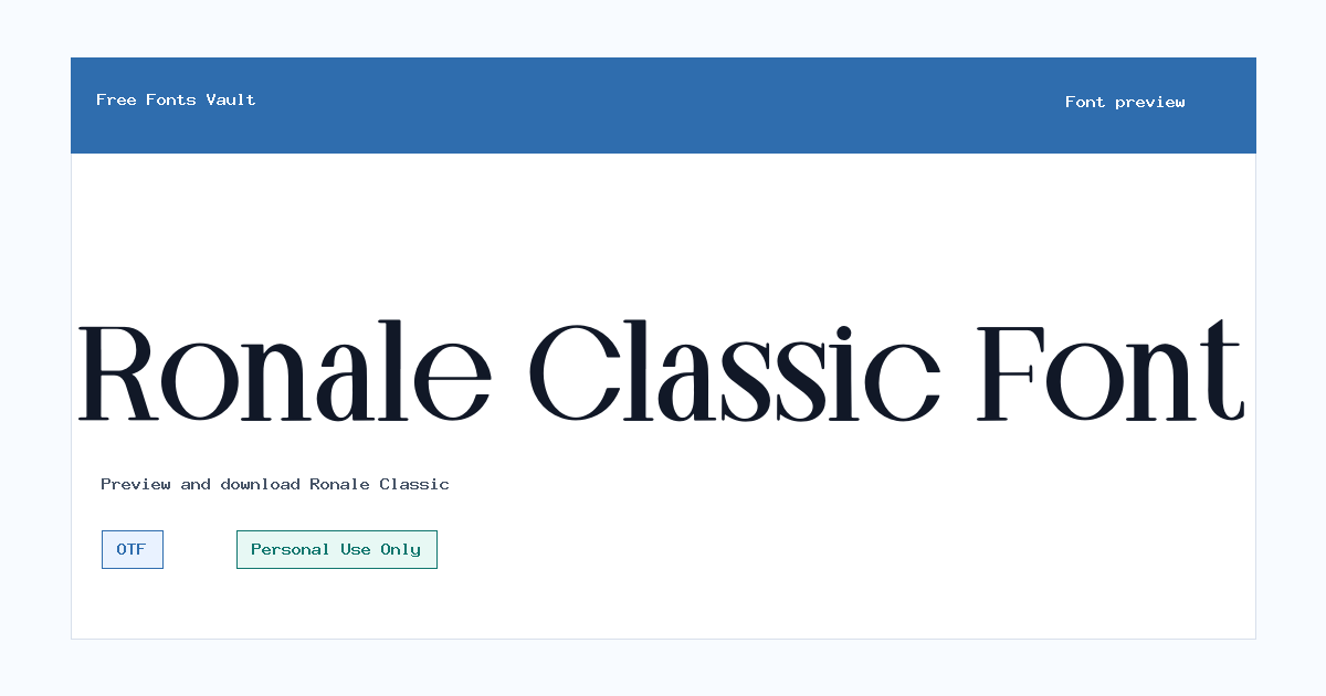 Ronale Classic font preview showing the family name