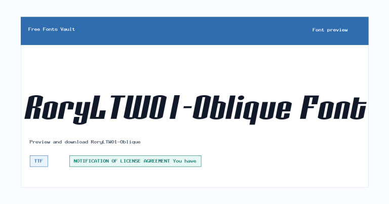 RoryLTW01-Oblique font preview