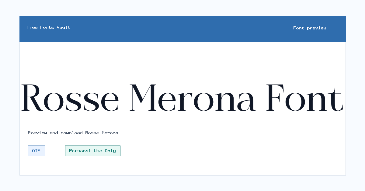 Rosse Merona font preview showing the family name