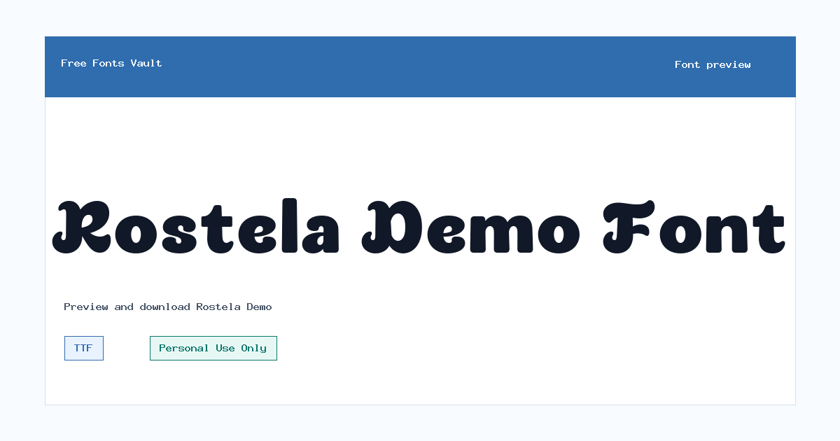 Rostela Demo font preview showing the family name