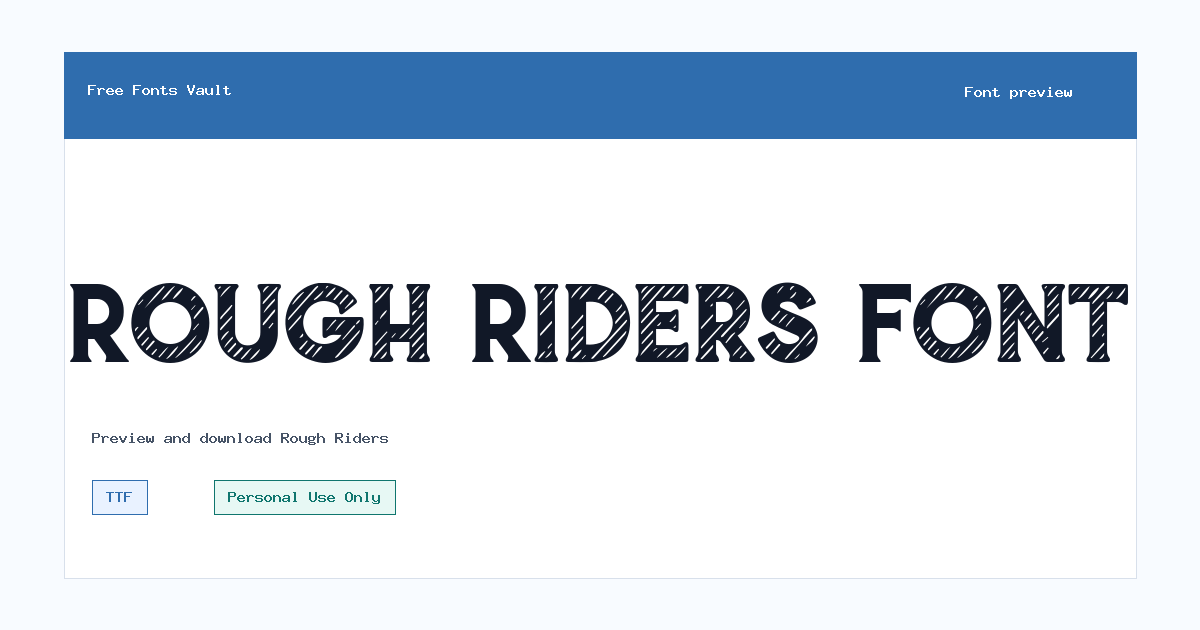 Rough Riders font preview showing the family name