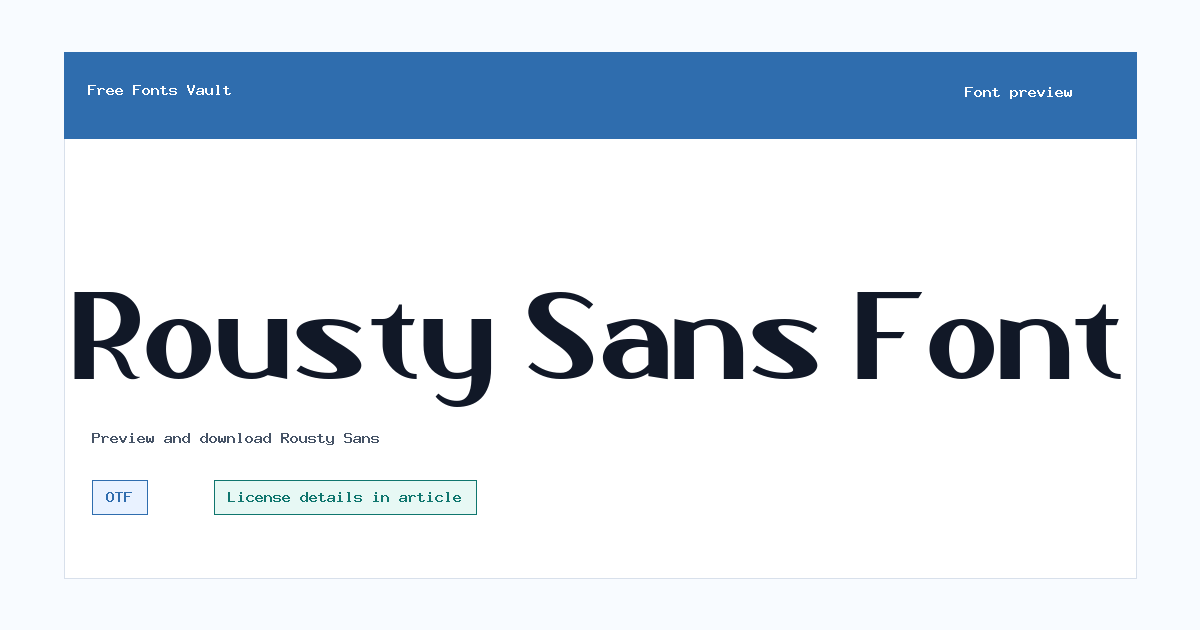 Rousty Sans font preview showing the family name