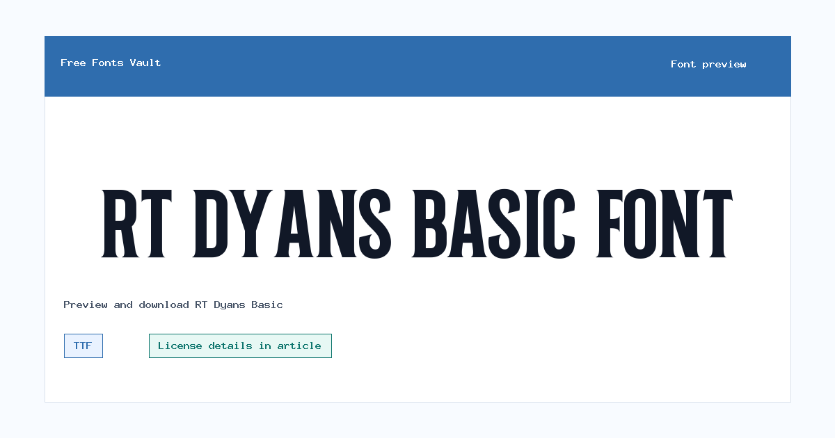 RT Dyans Basic font preview showing the family name