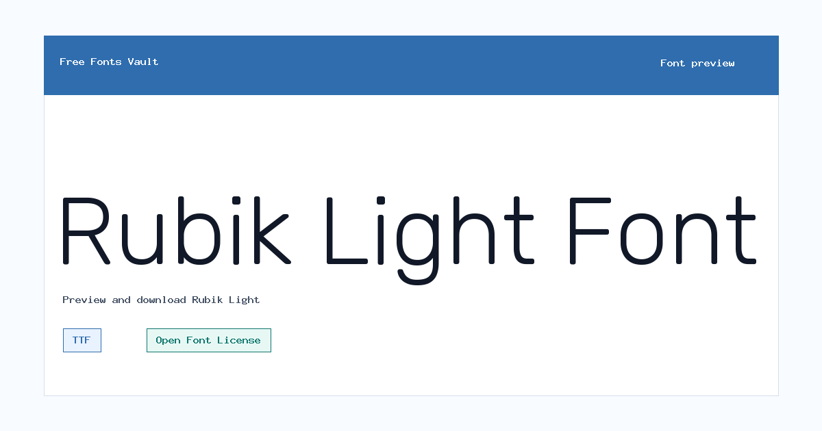 Rubik Light font preview showing the family name