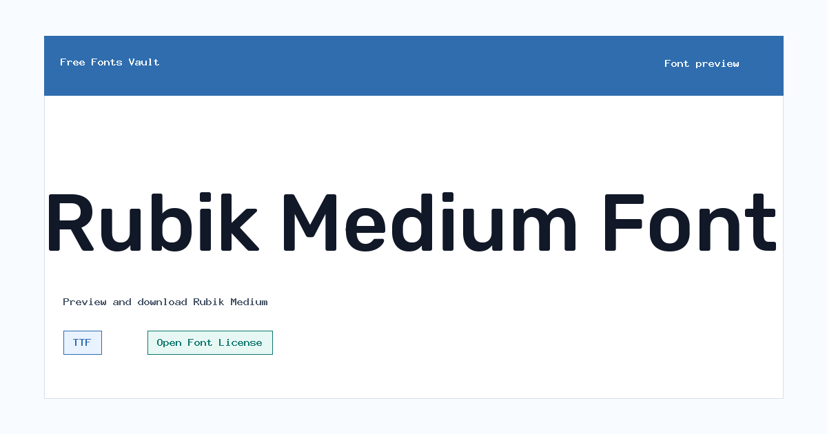 Rubik Medium font preview showing the family name