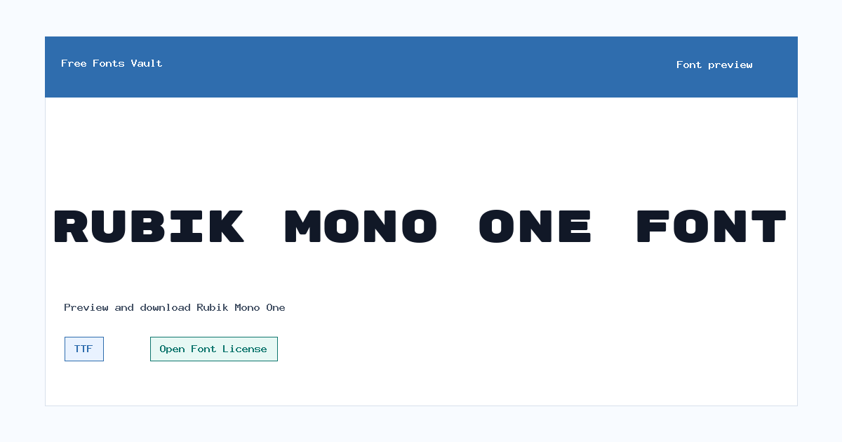 Rubik Mono One font preview showing the family name