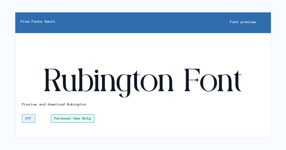 Rubington font preview showing the family name