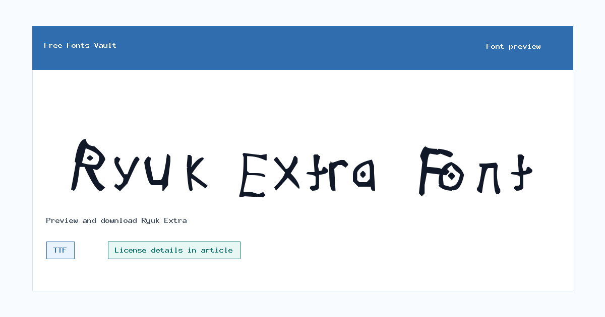 Ryuk Extra font preview showing the family name