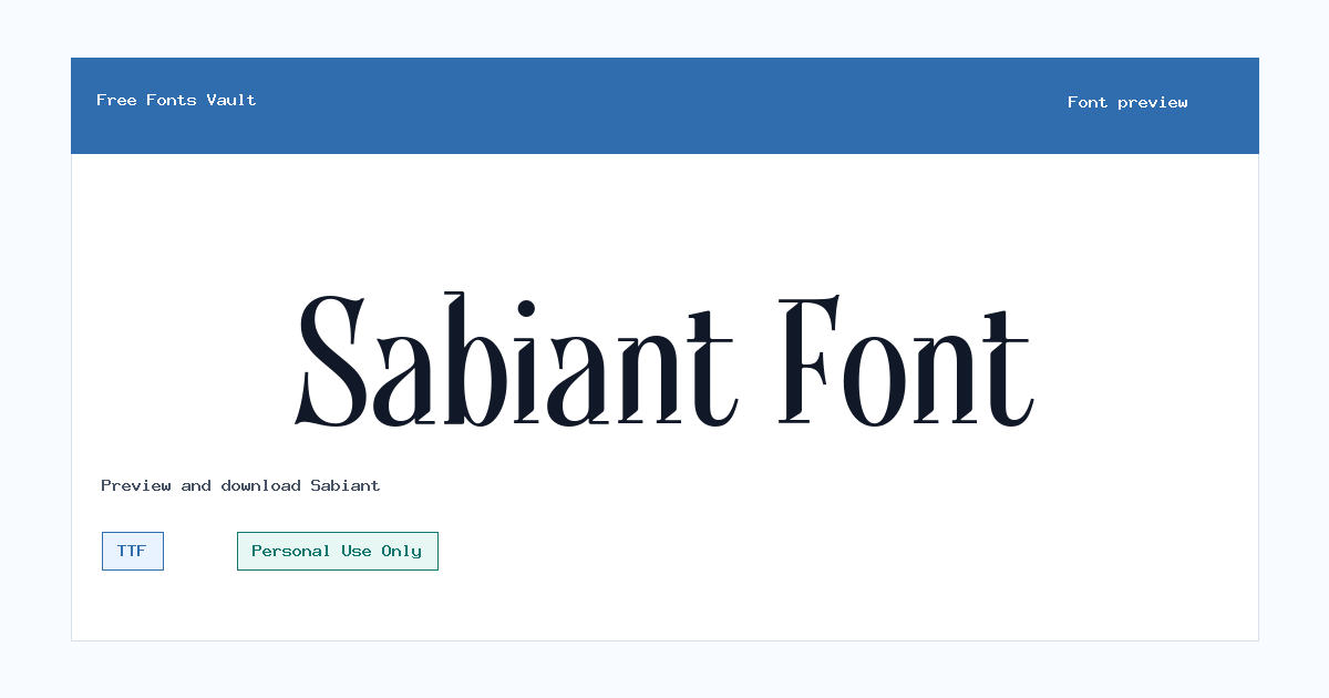 Sabiant font preview showing the family name