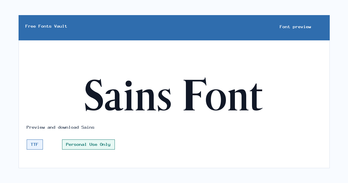 Sains font preview showing the family name