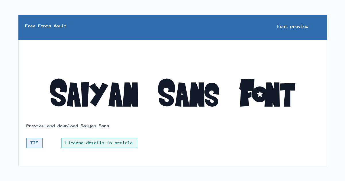 Saiyan Sans font preview showing the family name