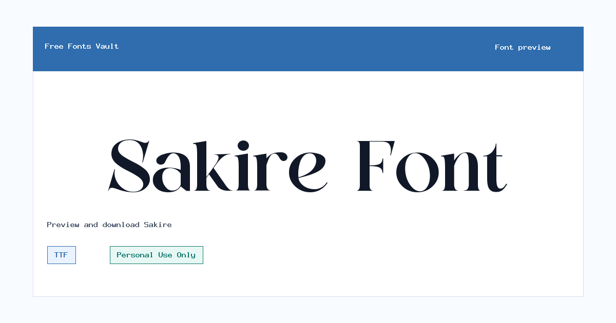 Sakire font preview showing the family name
