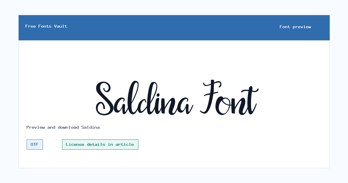 Saldina font preview showing the family name