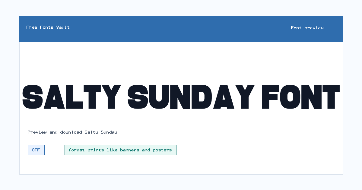 Salty Sunday font preview showing the family name