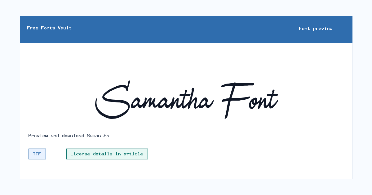Samantha font preview showing the family name