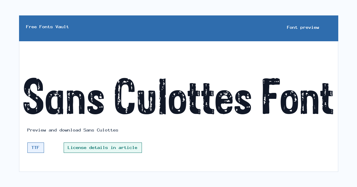Sans Culottes font preview showing the family name