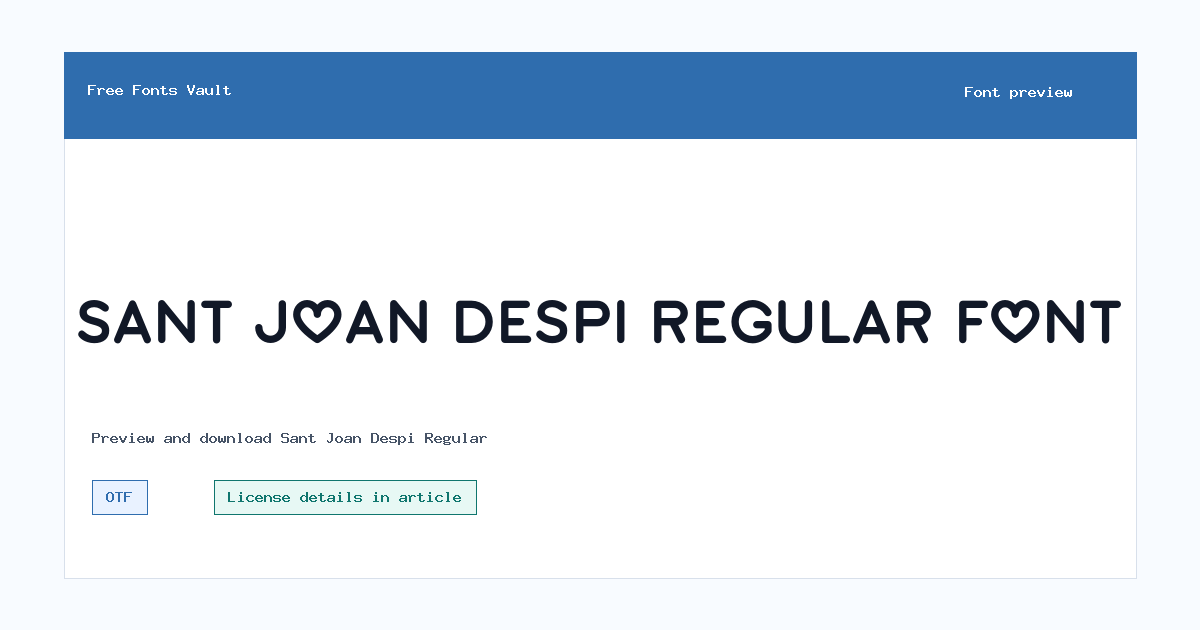 Sant Joan Despi Regular font preview showing the family name