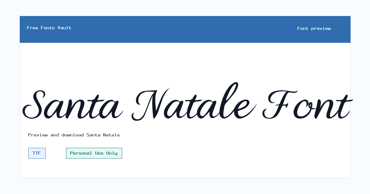 Santa Natale font preview showing the family name