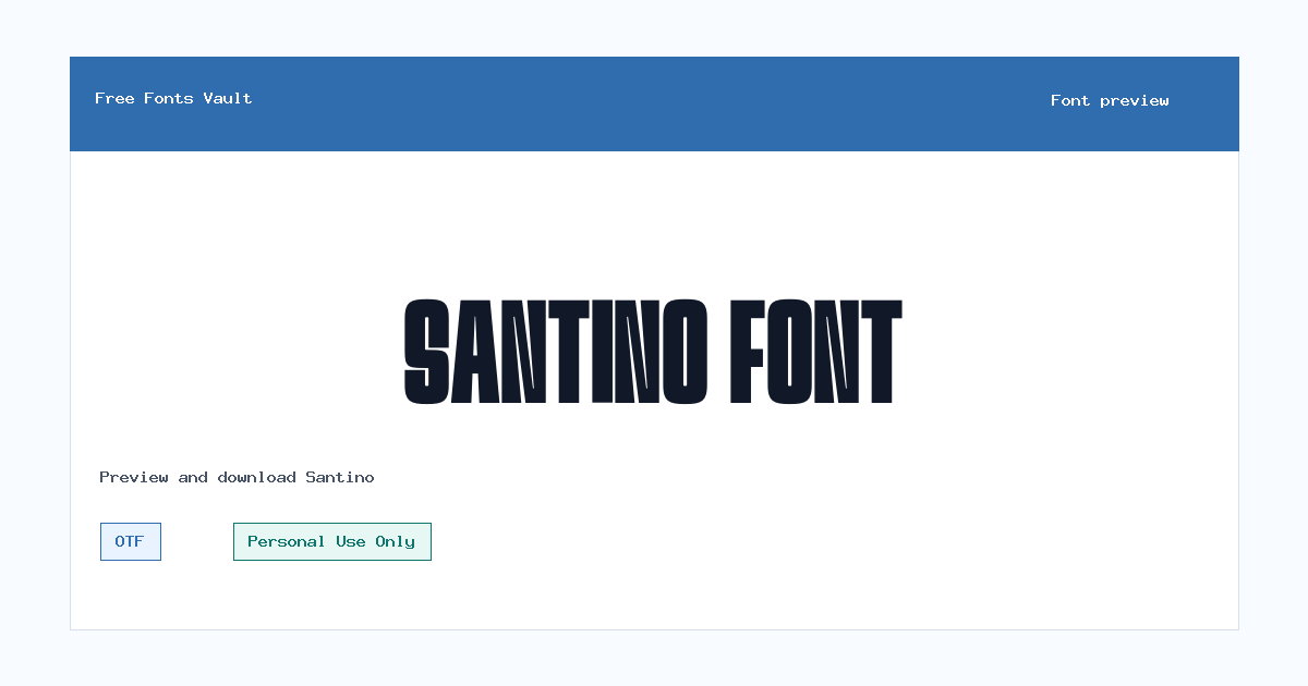 Santino font preview showing the family name