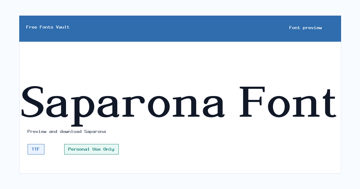 Saparona font preview showing the family name