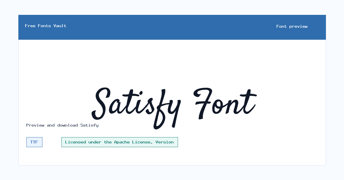 Satisfy font preview showing the family name