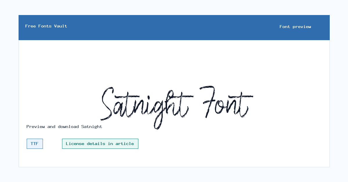 Satnight font preview showing the family name