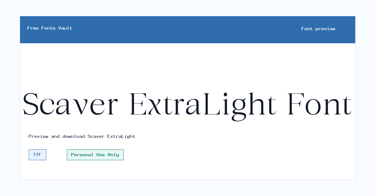 Scaver ExtraLight font preview showing the family name