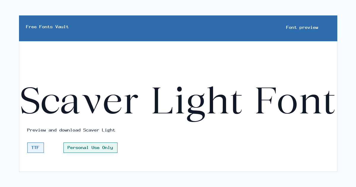 Scaver Light font preview showing the family name