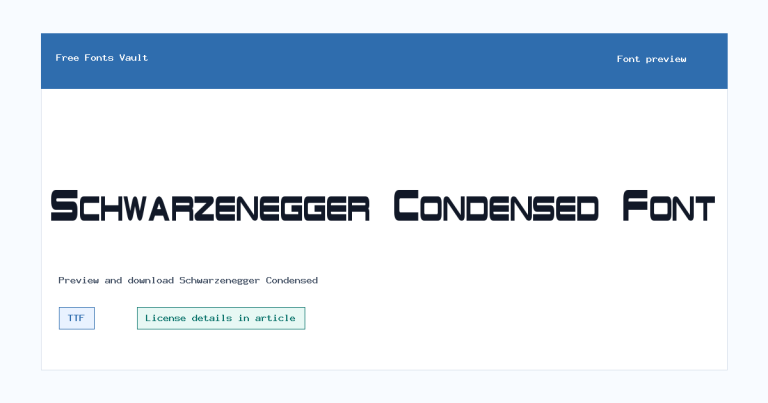 Schwarzenegger Condensed font preview