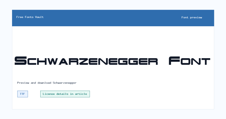 Schwarzenegger font preview